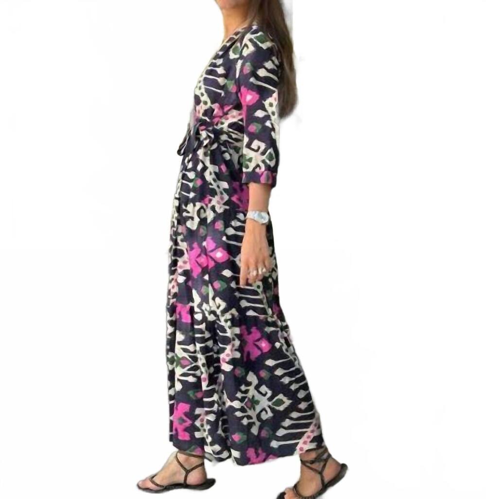 NEW VILAGALLO women's ikat dress in navy
